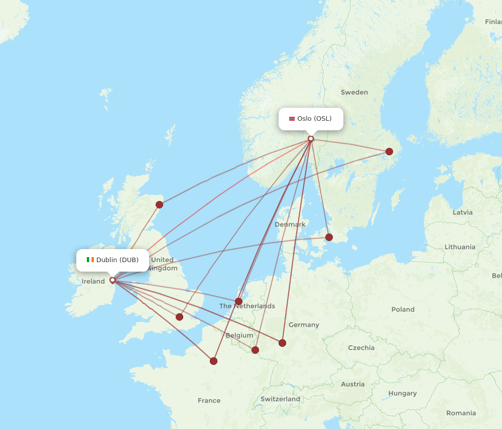 OSL-DUB flight routes