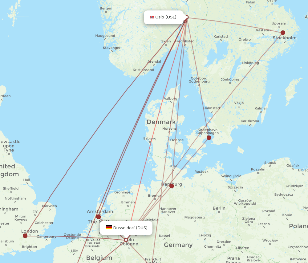 OSL-DUS flight routes
