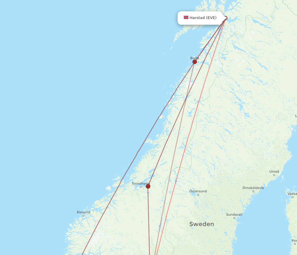 OSL to EVE flights and routes map