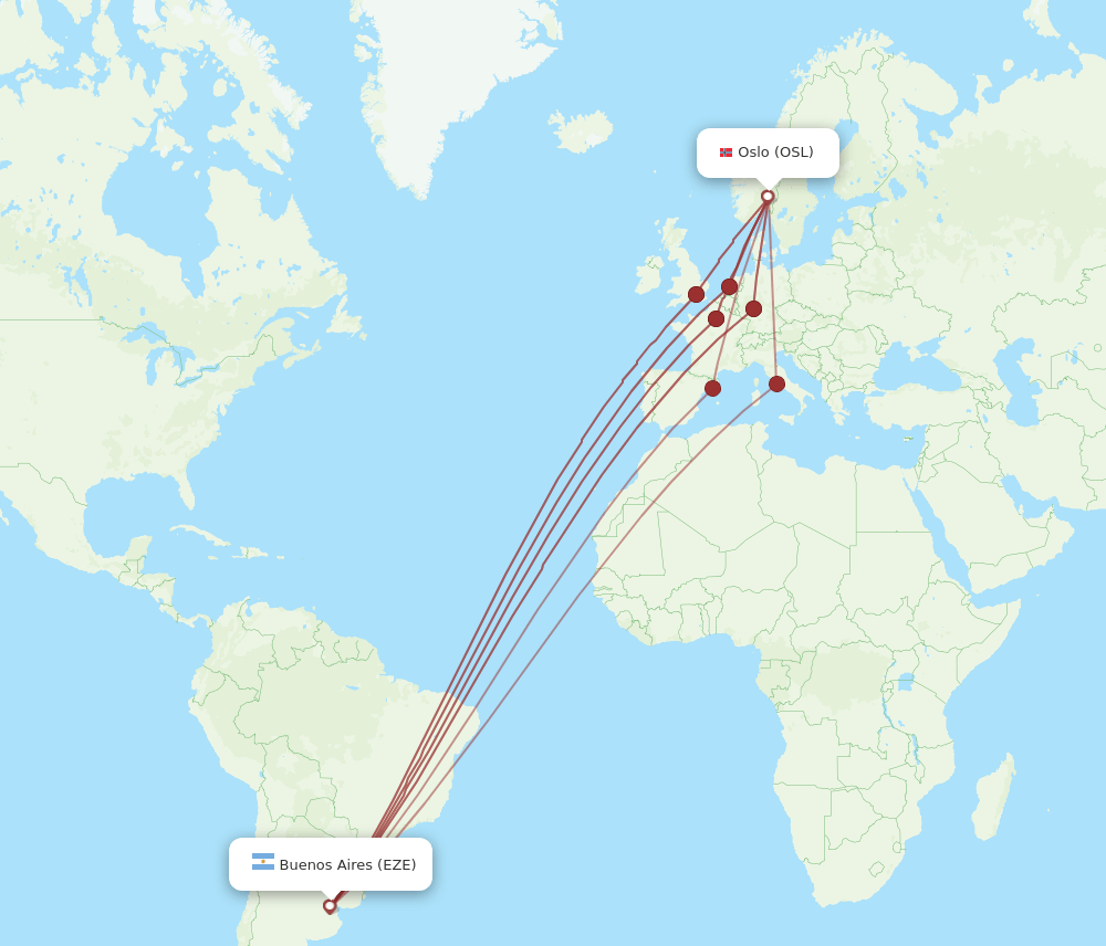 OSL-EZE flight routes