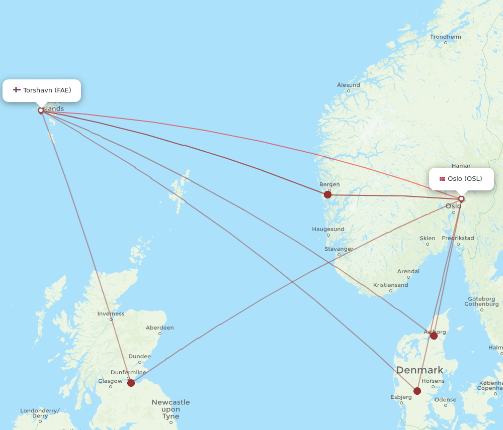 OSL-FAE flight routes