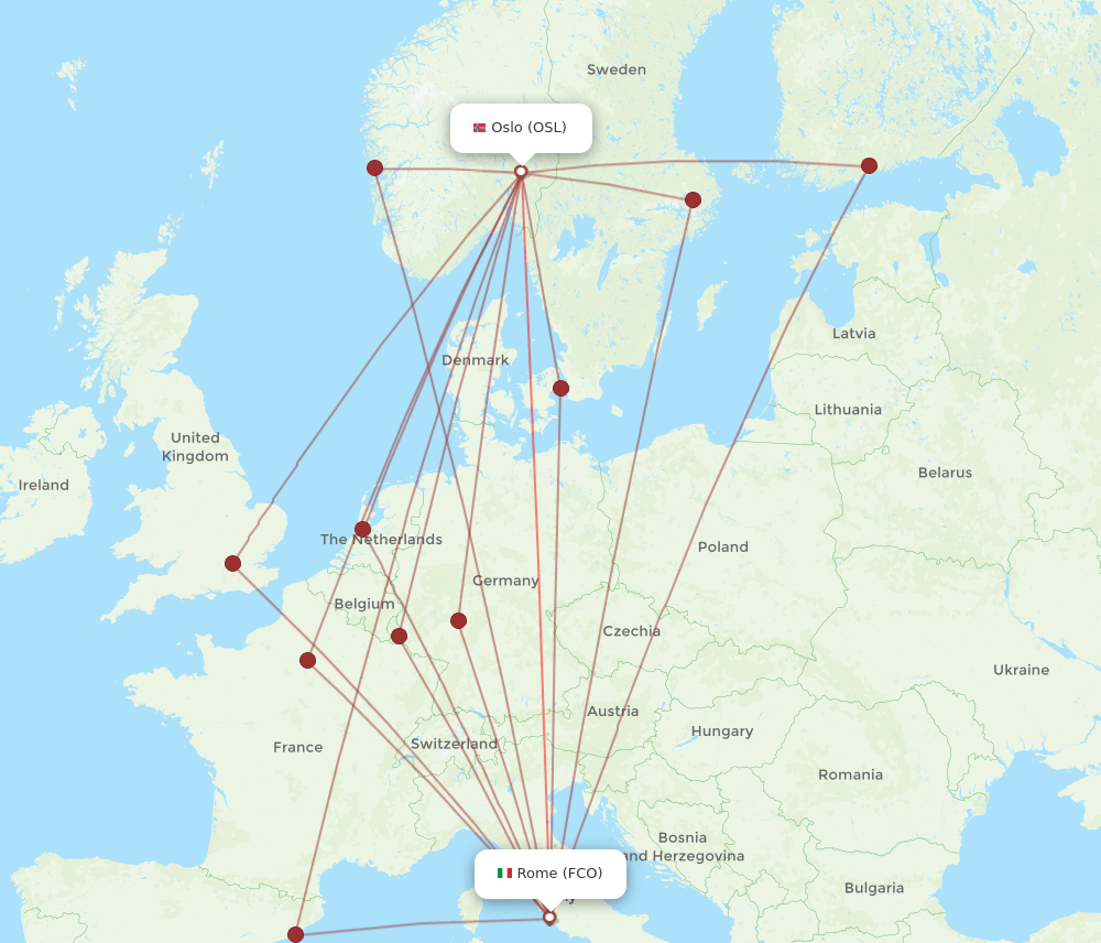 OSL-FCO flight routes