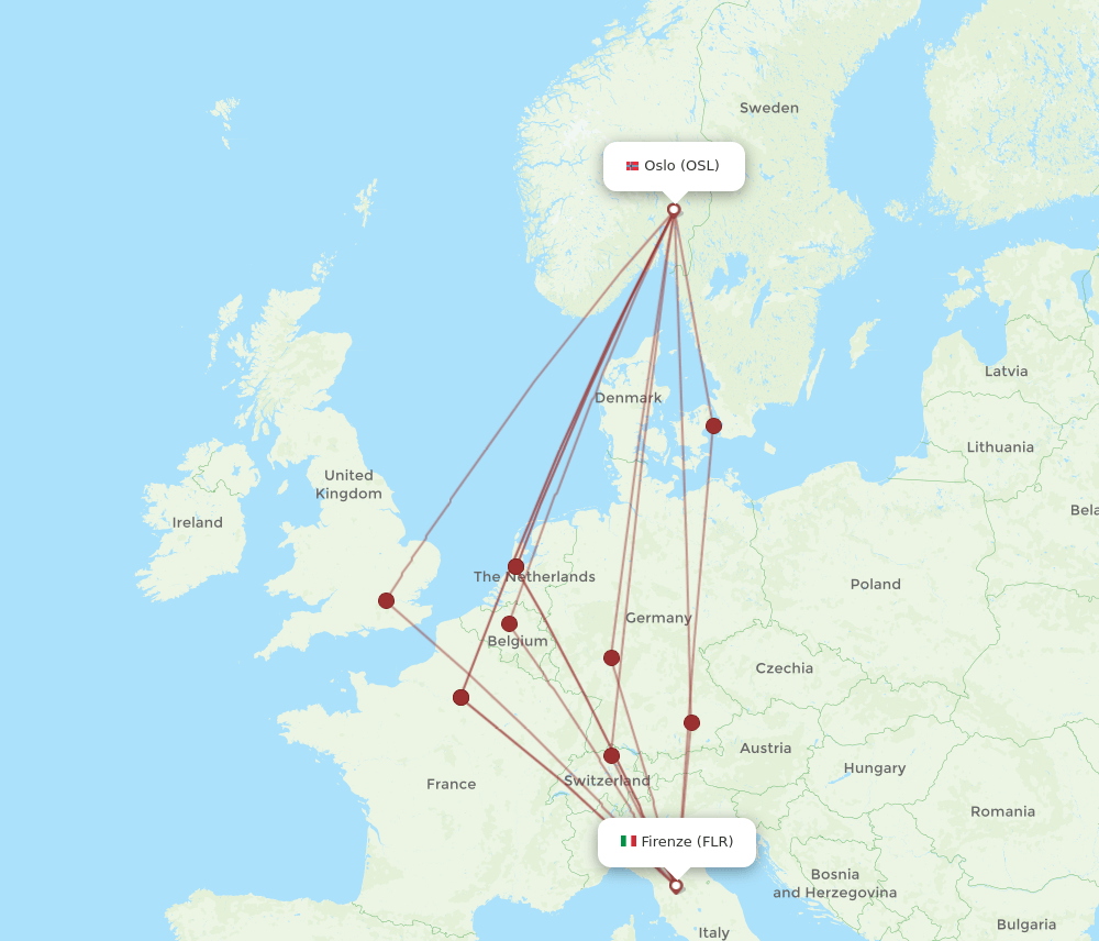 OSL-FLR flight routes