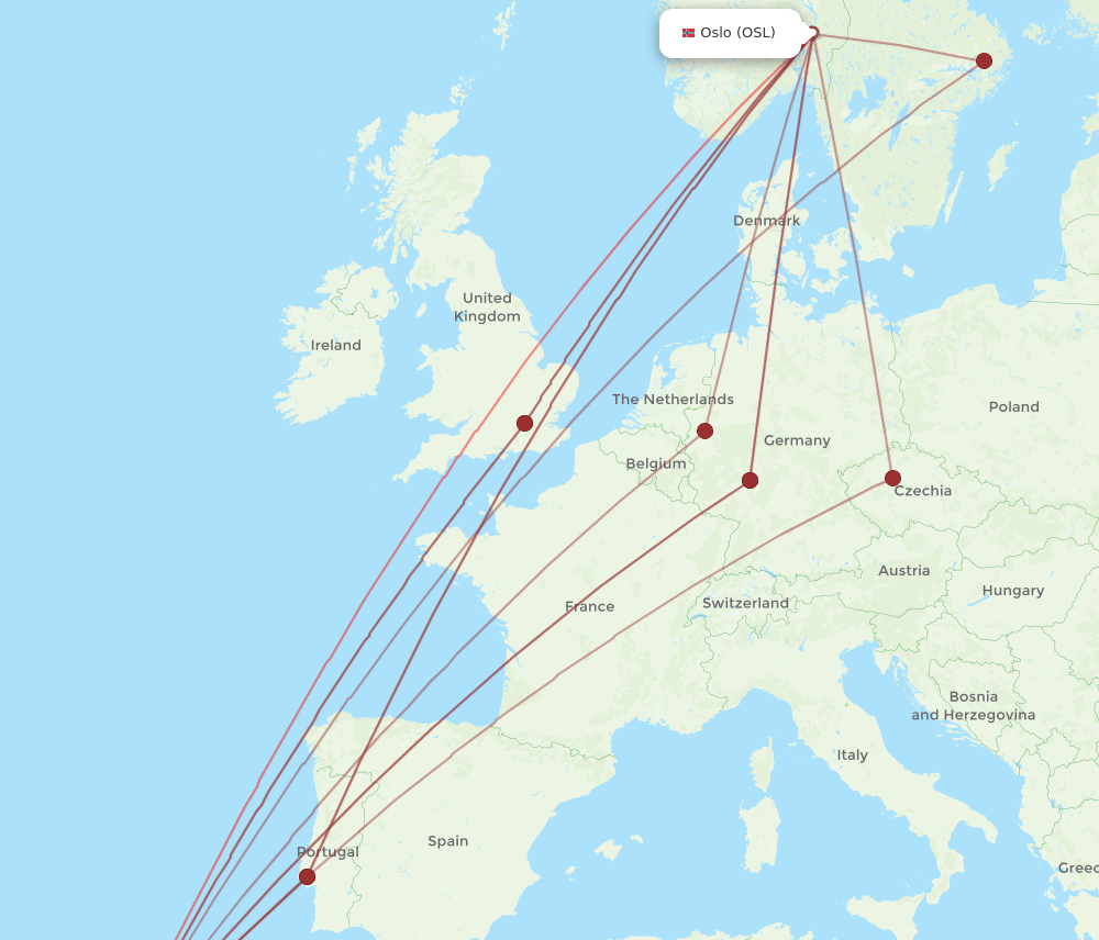 OSL-FNC flight routes