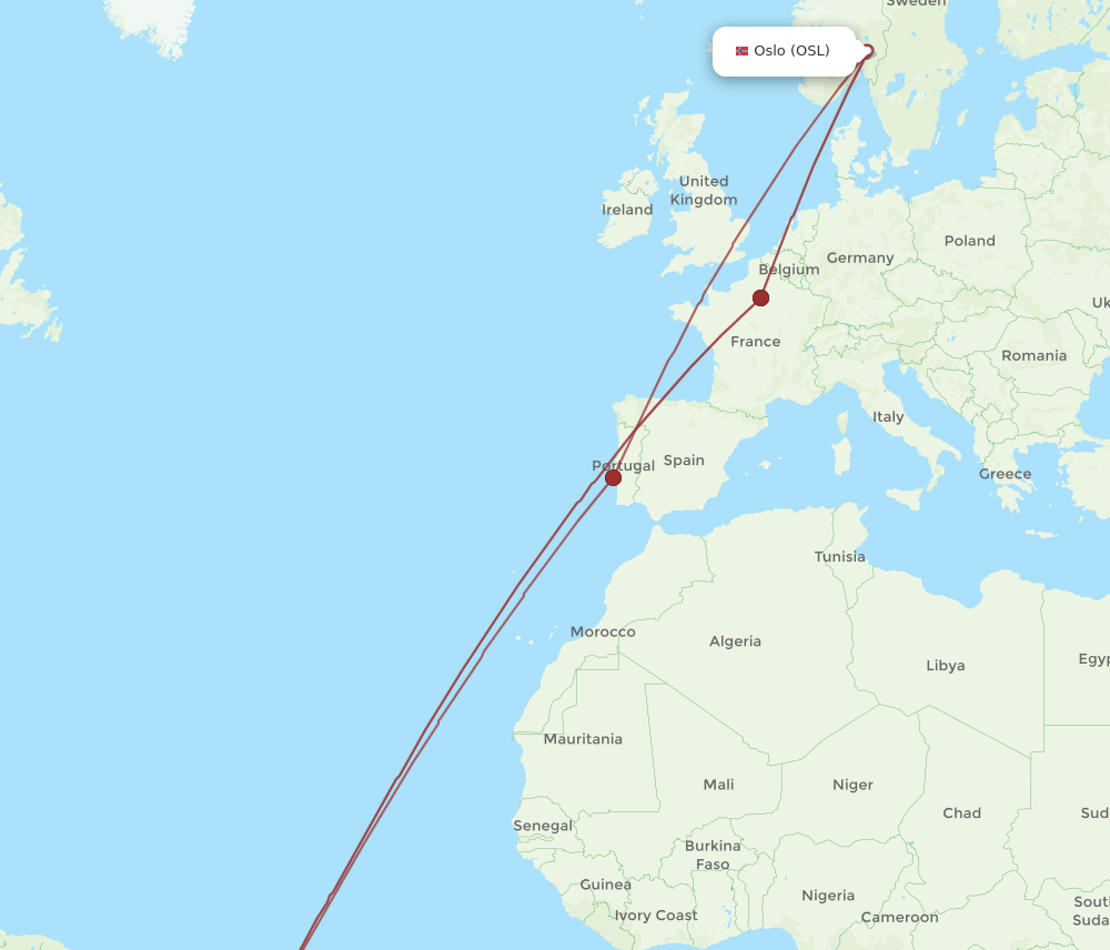 OSL-FOR flight routes