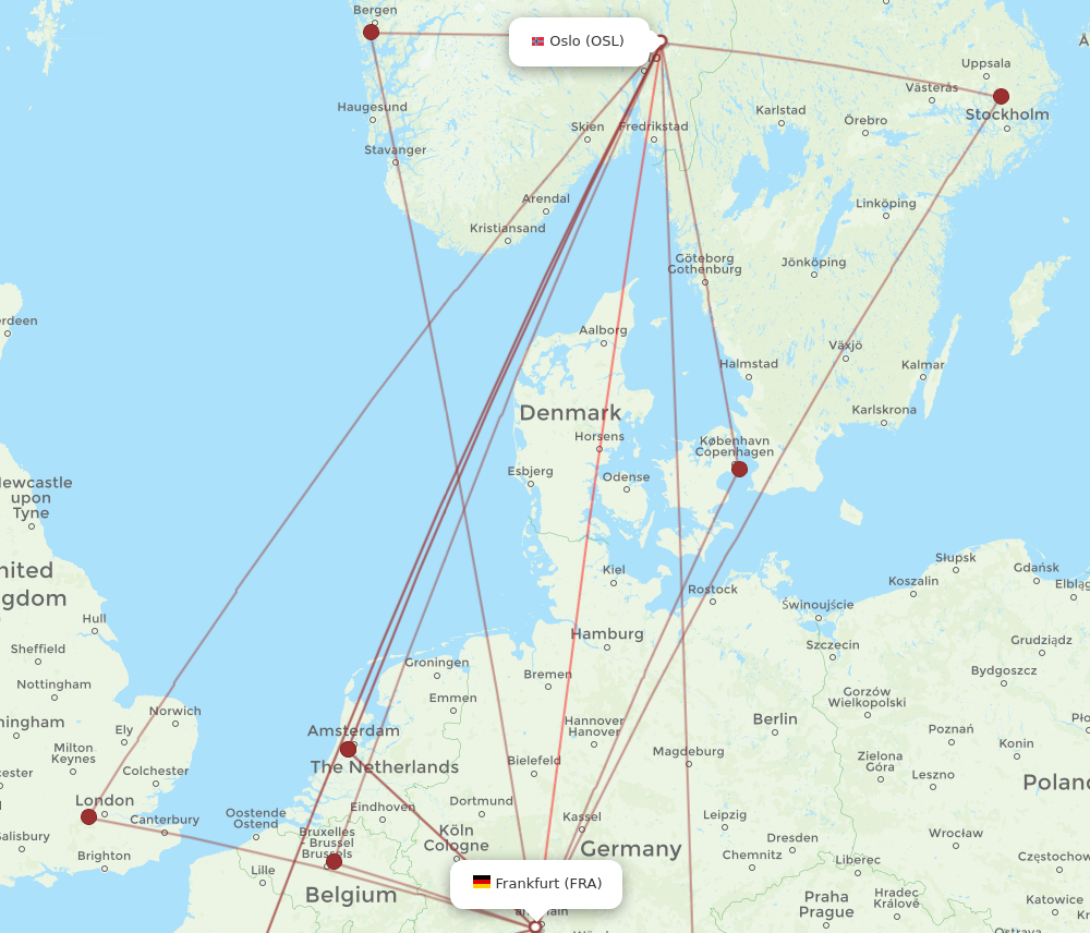 OSL to FRA flights and routes map