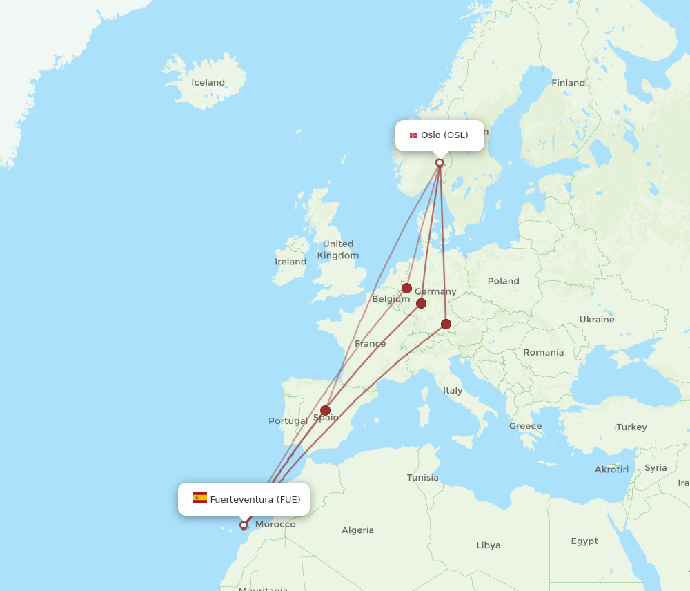 OSL-FUE flight routes