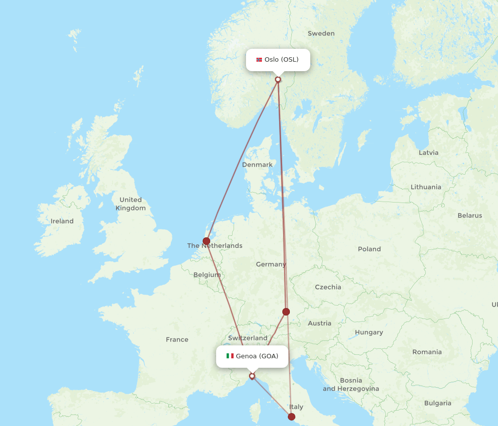 OSL-GOA flight routes