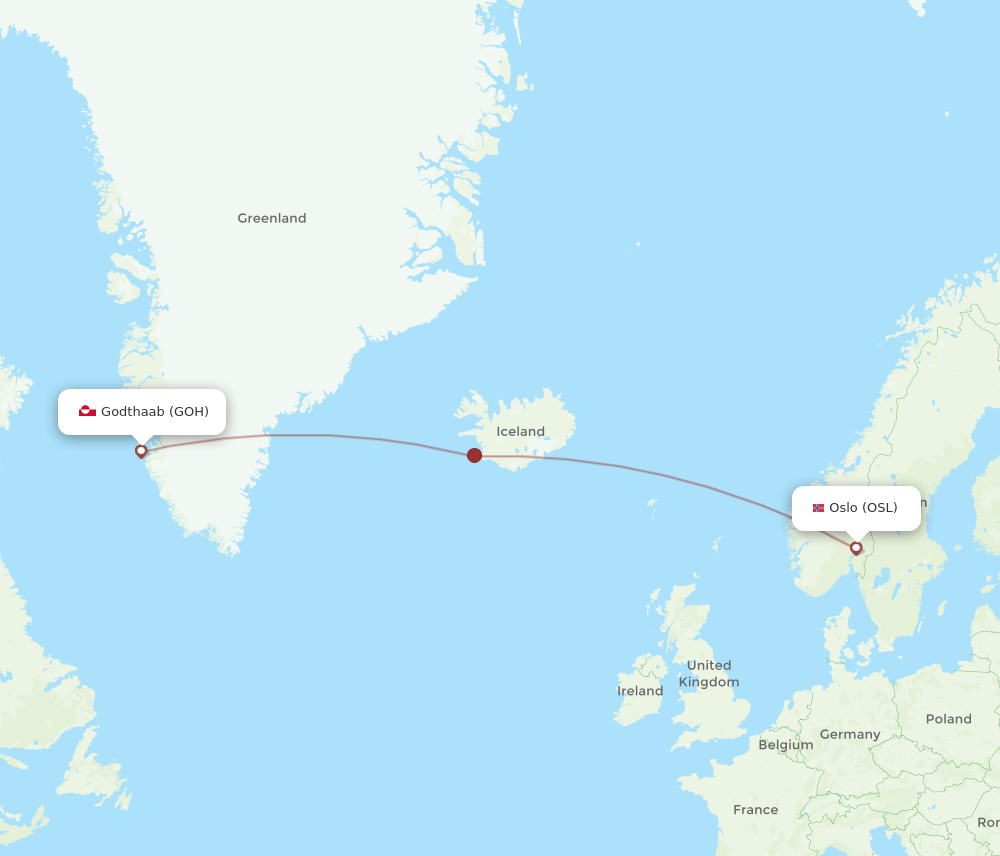 OSL-GOH flight routes