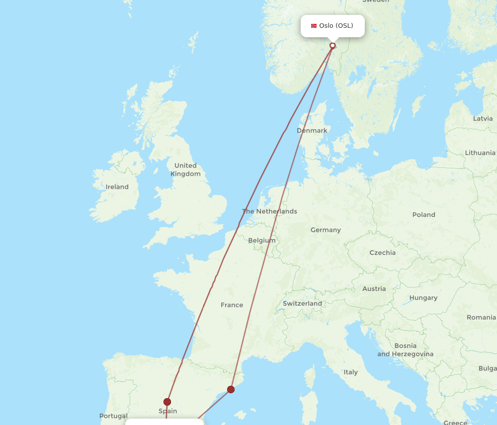 OSL-GRX flight routes