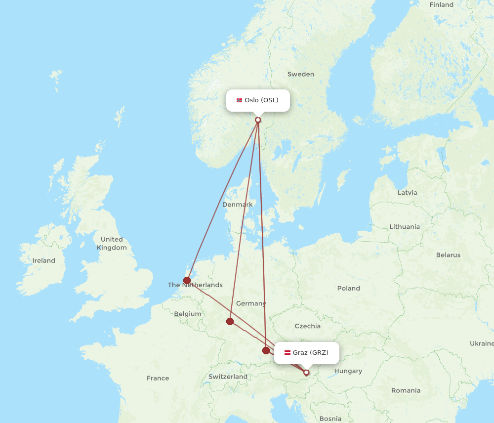 OSL-GRZ flight routes