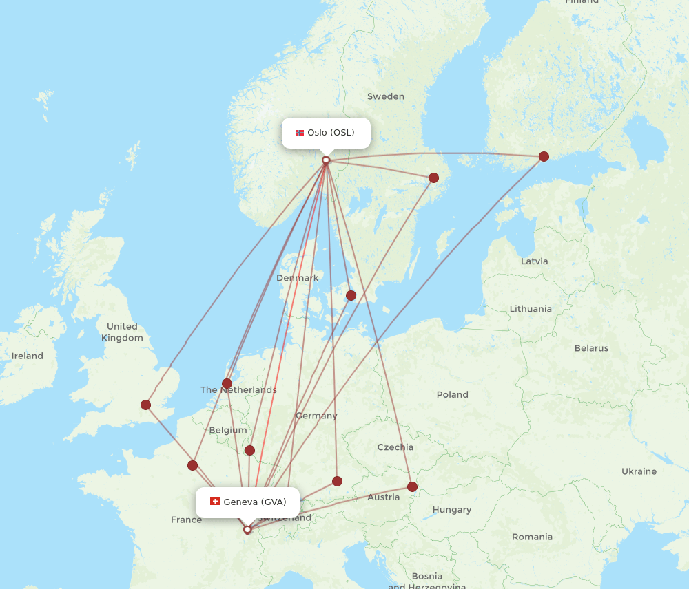 OSL to GVA flights and routes map
