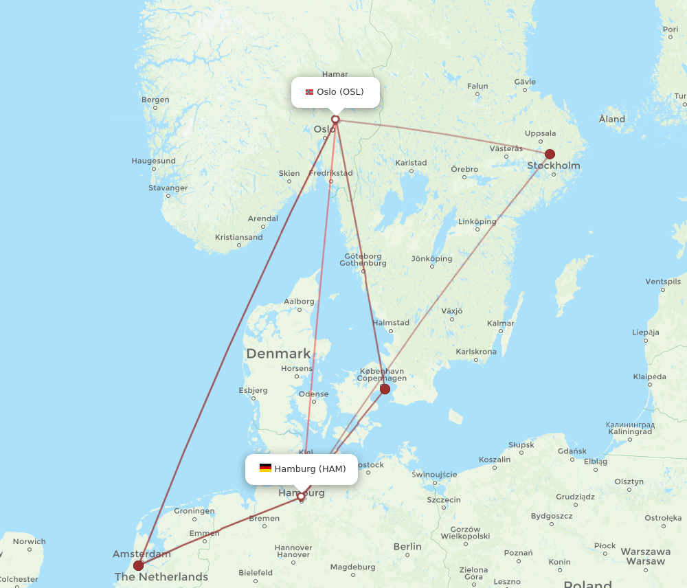OSL-HAM flight routes