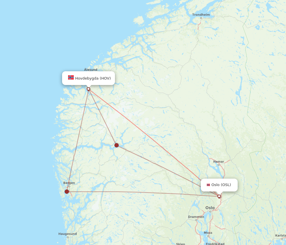OSL to HOV flights and routes map