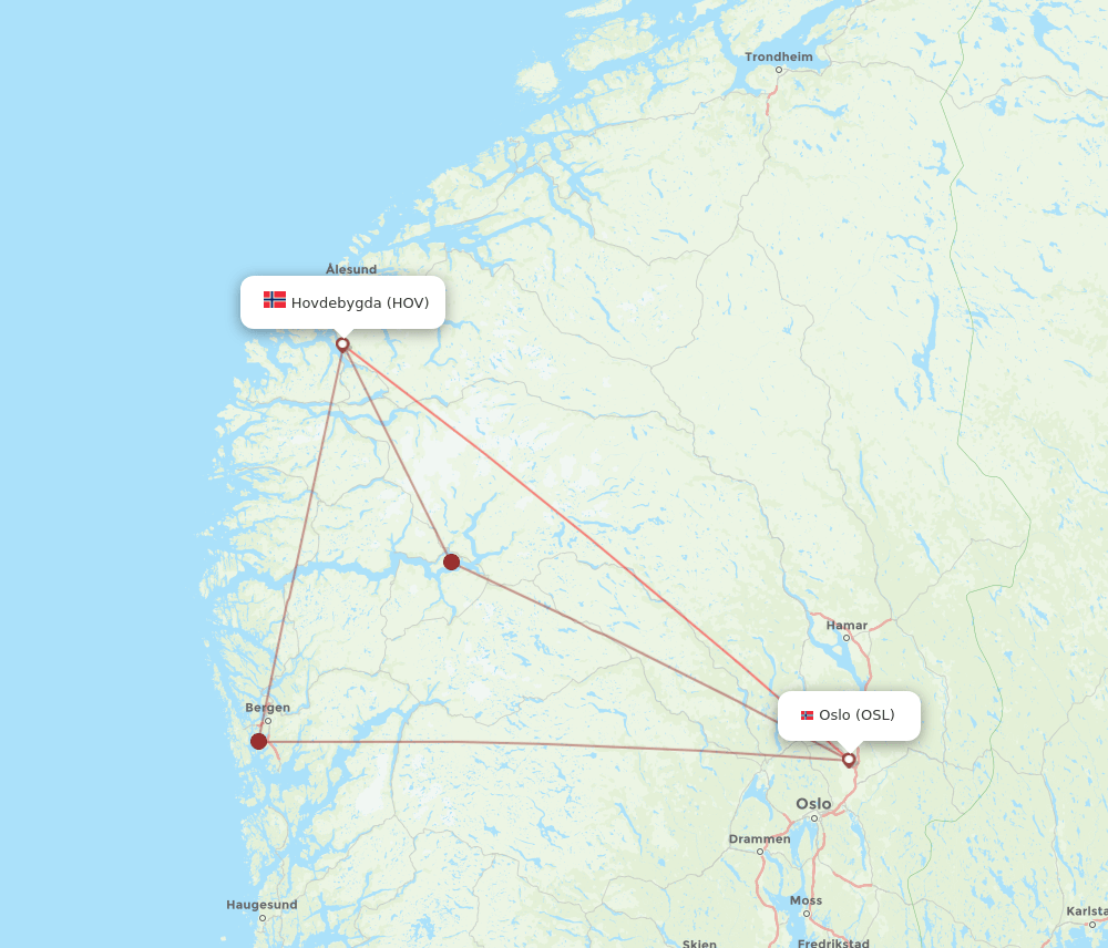 OSL to HOV flights and routes map