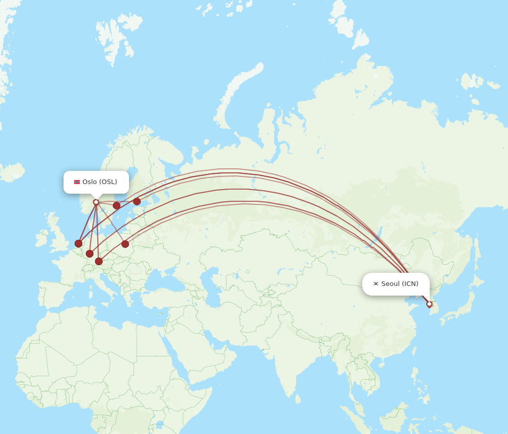 OSL-ICN flight routes