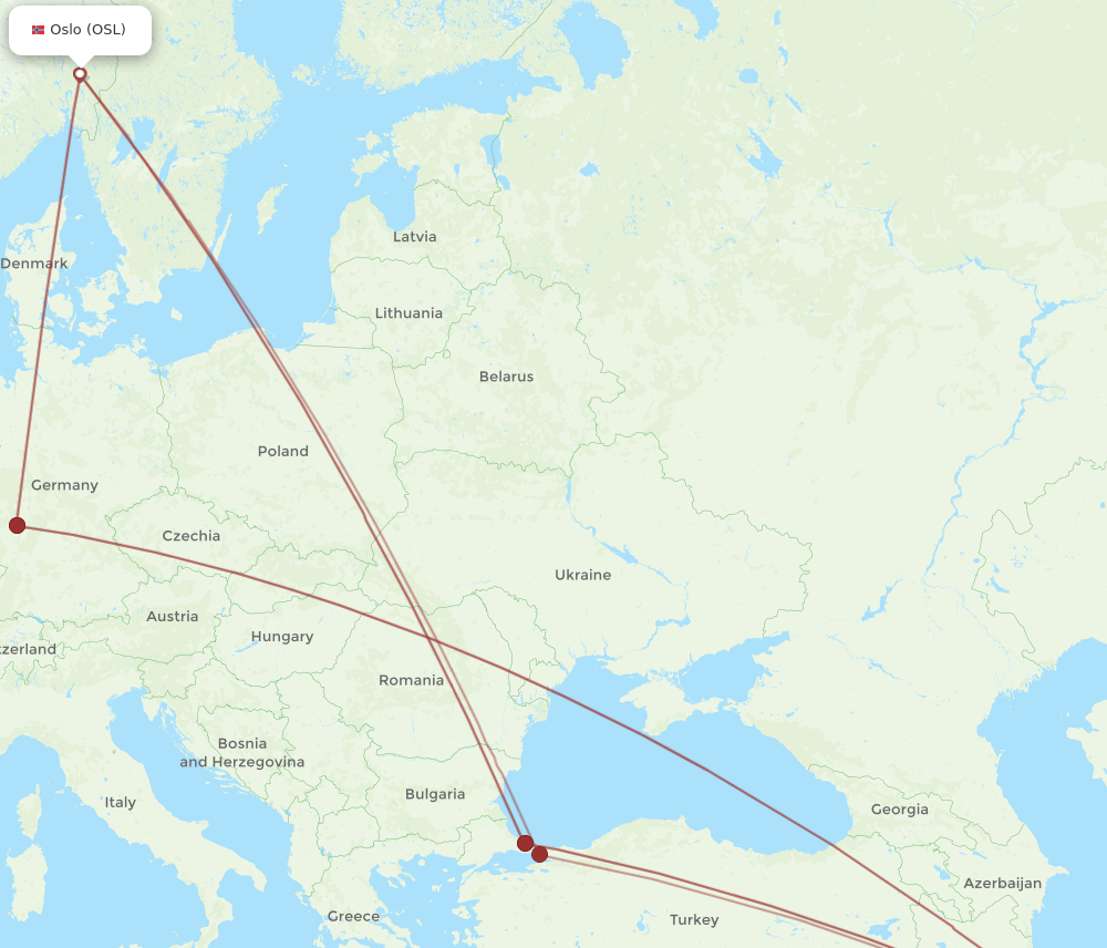 OSL-IKA flight routes