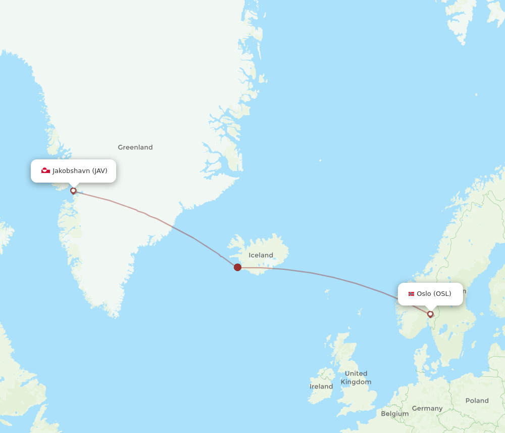 OSL to JAV flights and routes map