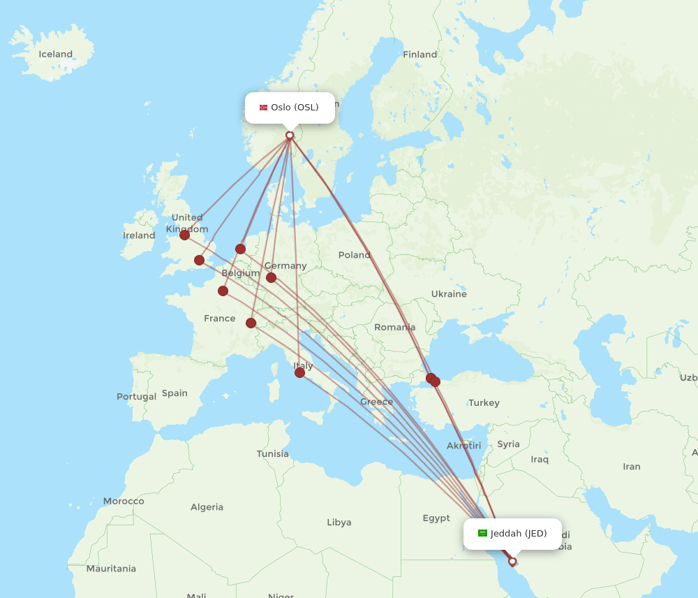 OSL-JED flight routes