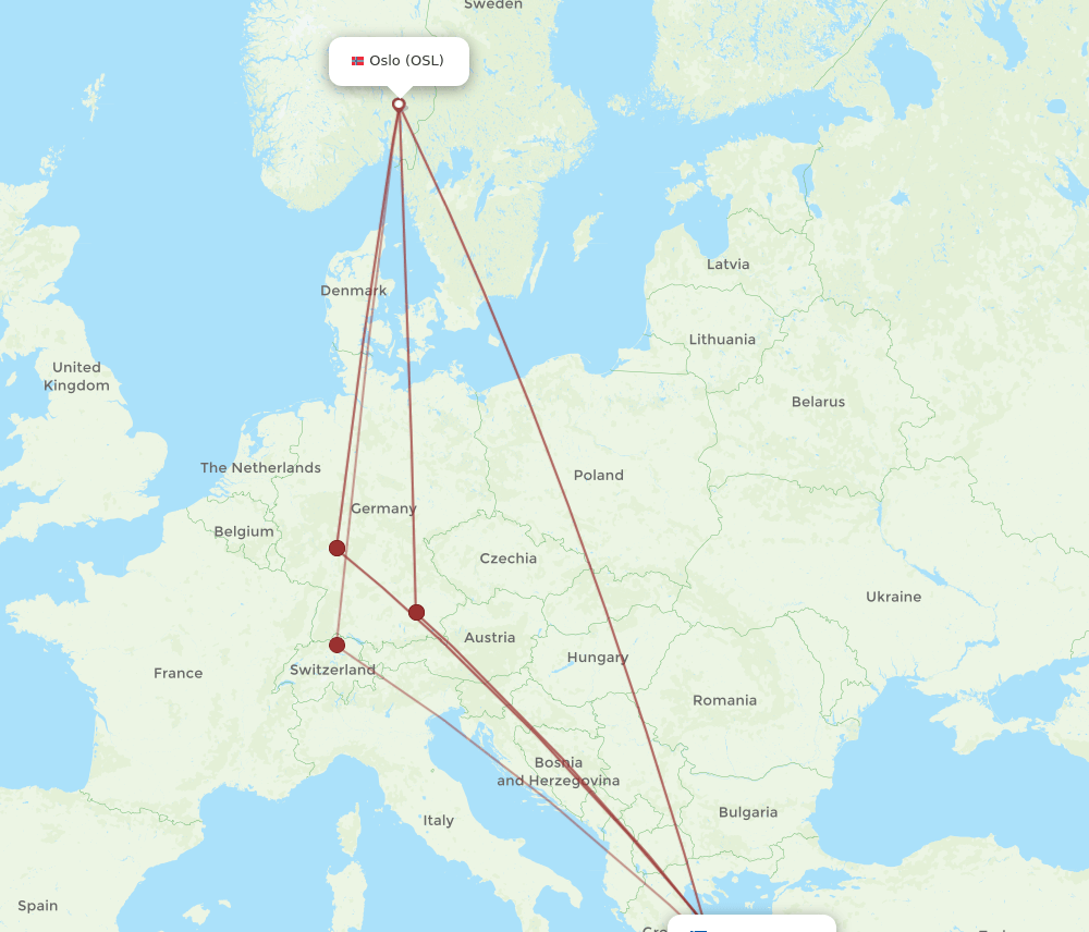 OSL-JMK flight routes