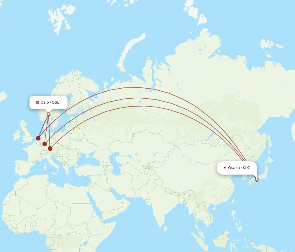 OSL-KIX flight routes
