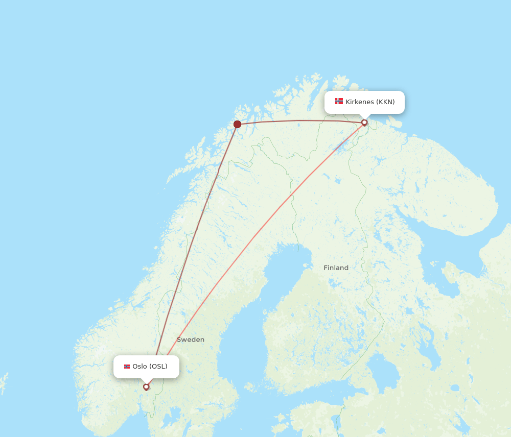 OSL-KKN flight routes