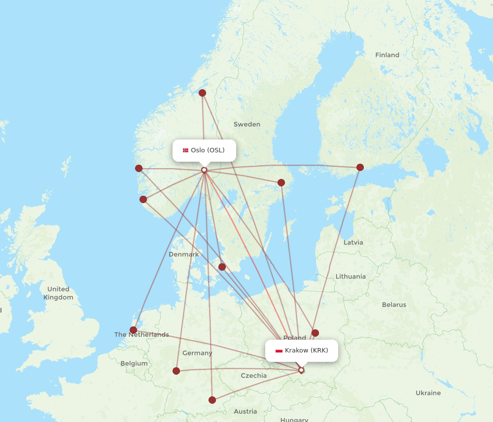 OSL-KRK flight routes