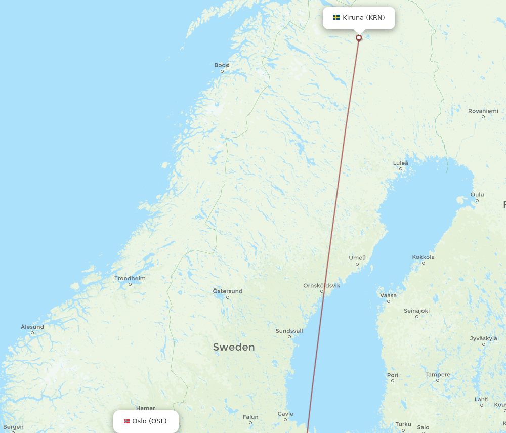 OSL-KRN flight routes