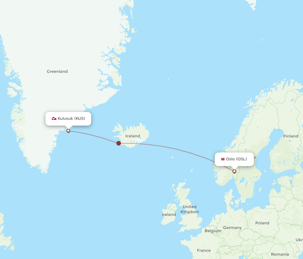 OSL to KUS flights and routes map