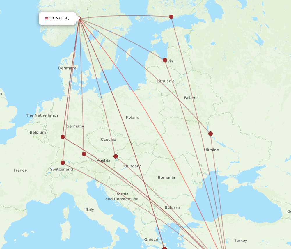 OSL-LCA flight routes