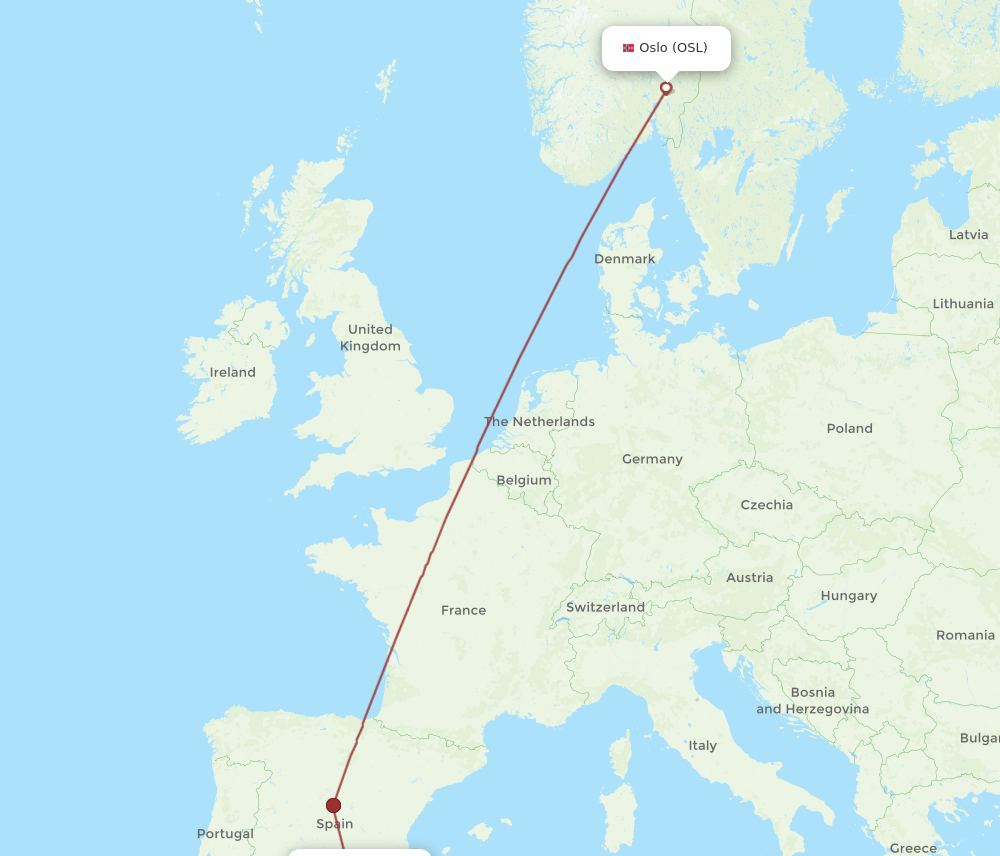 OSL-LEI flight routes