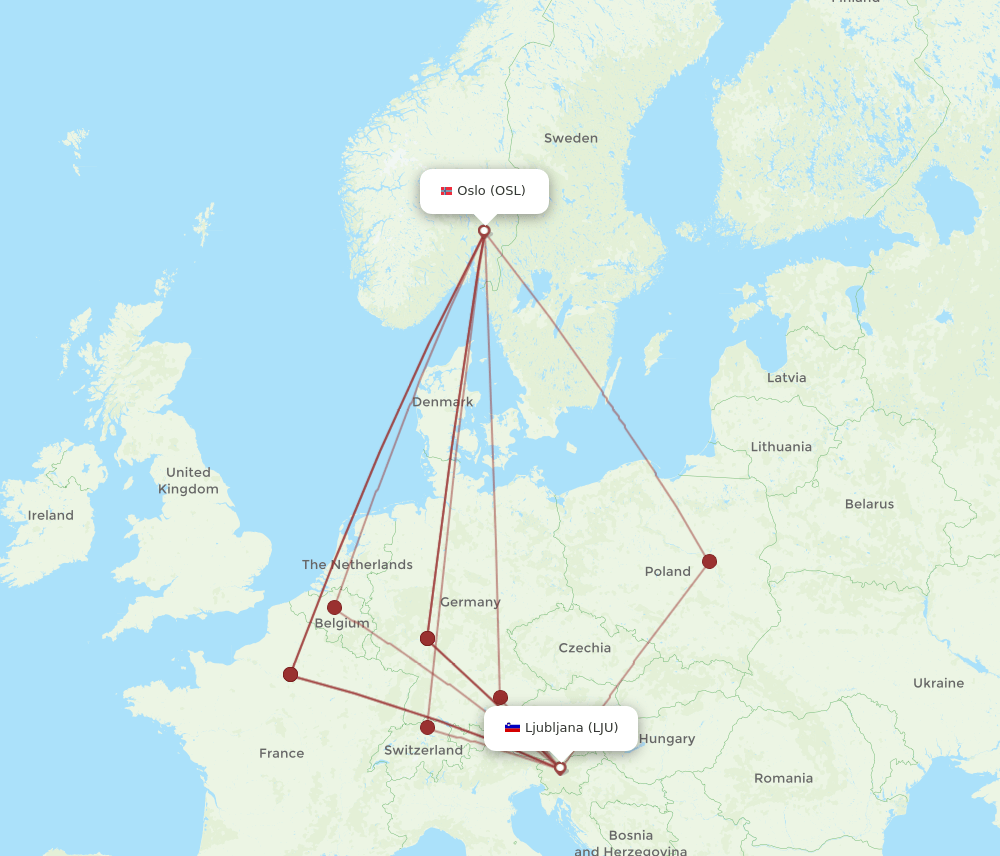 OSL-LJU flight routes