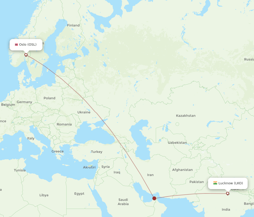 OSL to LKO flights and routes map