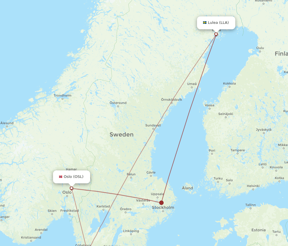 OSL to LLA flights and routes map