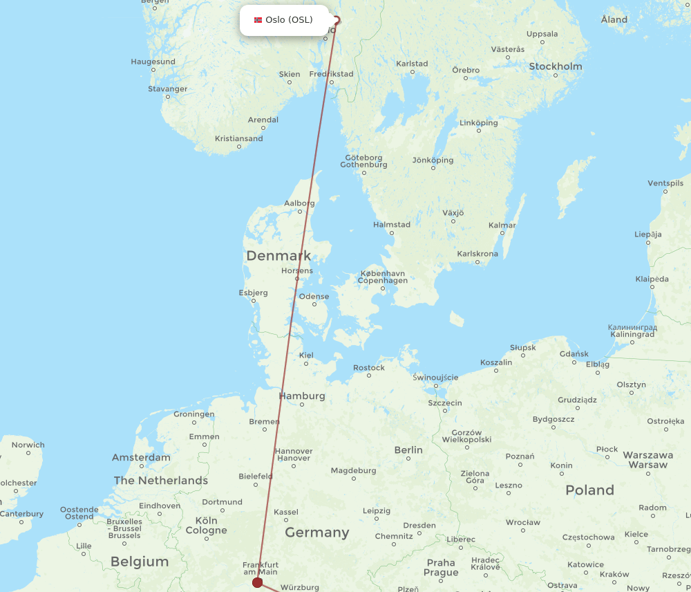 OSL to LNZ flights and routes map