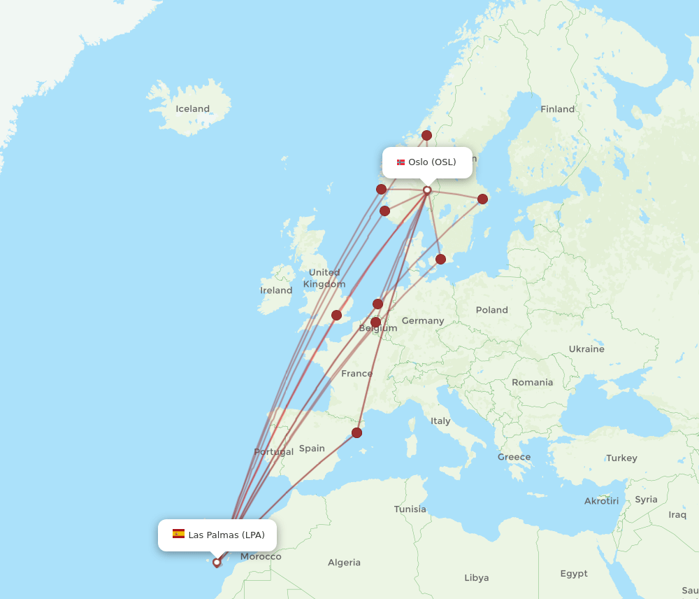 OSL-LPA flight routes