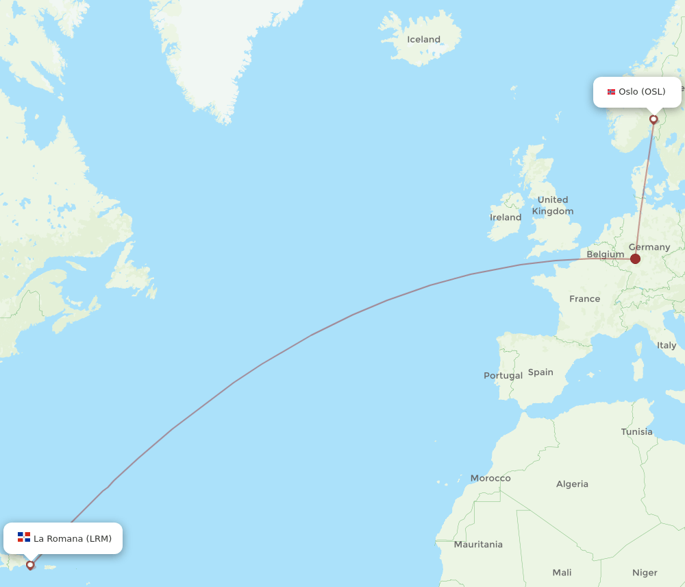 OSL to LRM flights and routes map