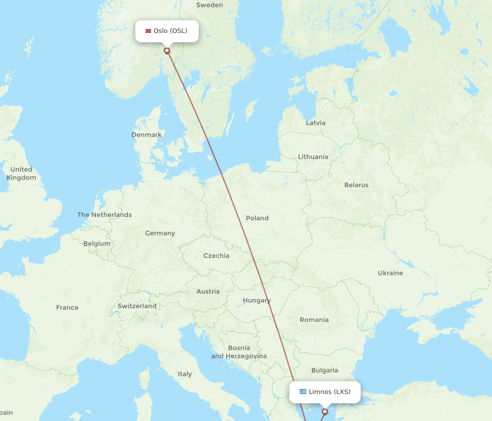 OSL-LXS flight routes