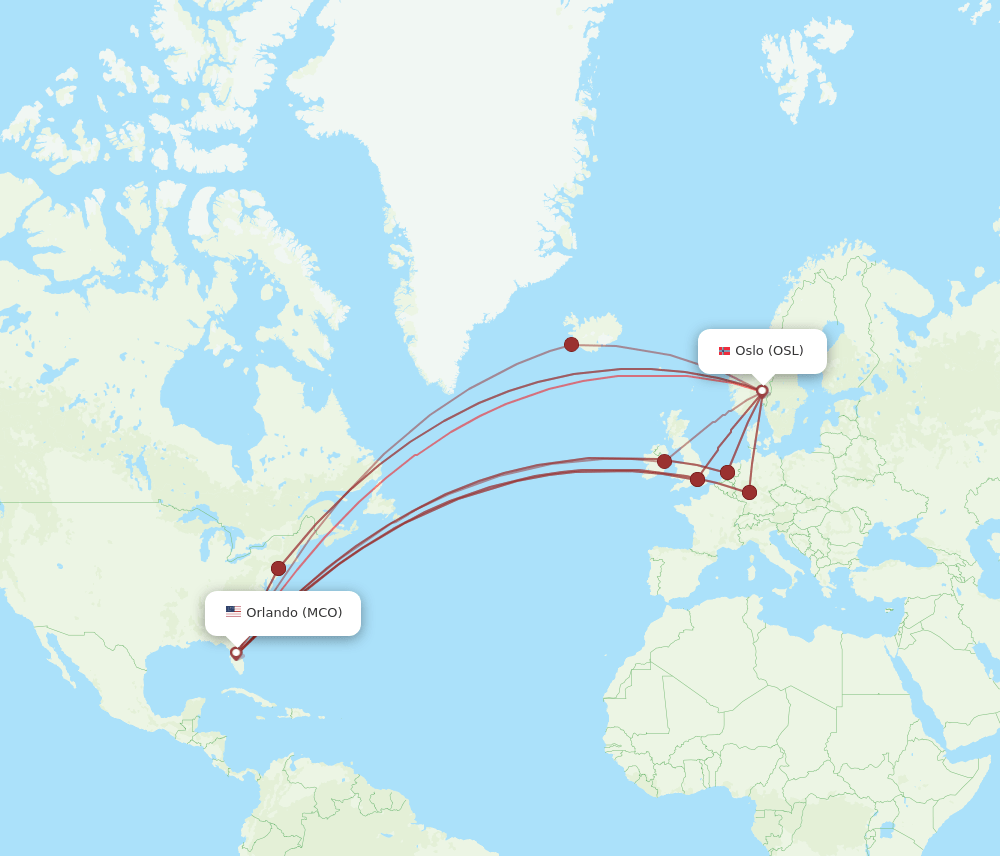 OSL-MCO flight routes