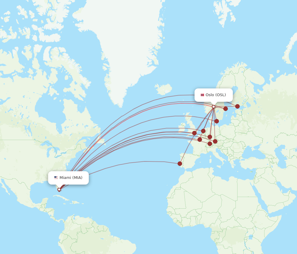 OSL-MIA flight routes