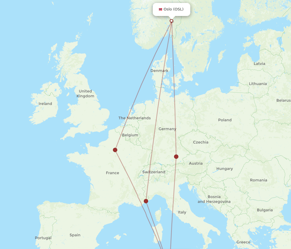 OSL to MIR flights and routes map