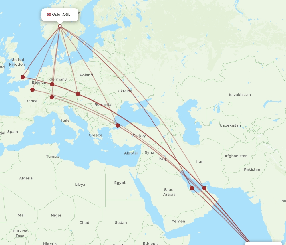 OSL-MLE flight routes