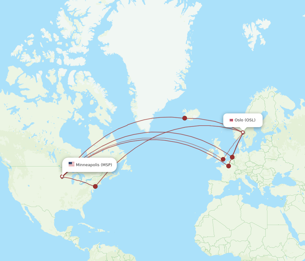 OSL-MSP flight routes