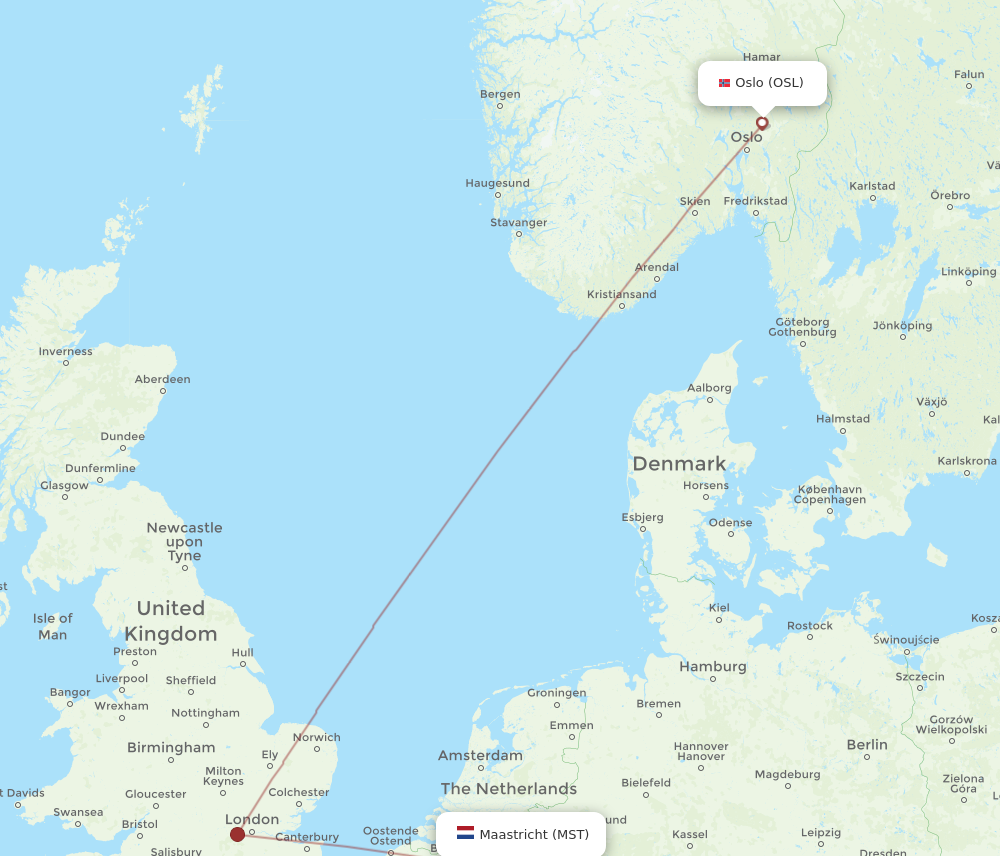 OSL to MST flights and routes map