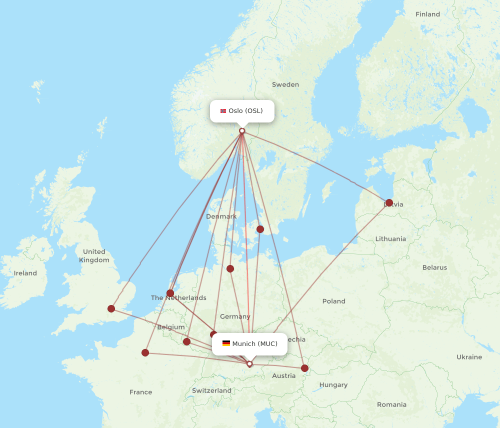 OSL-MUC flight routes