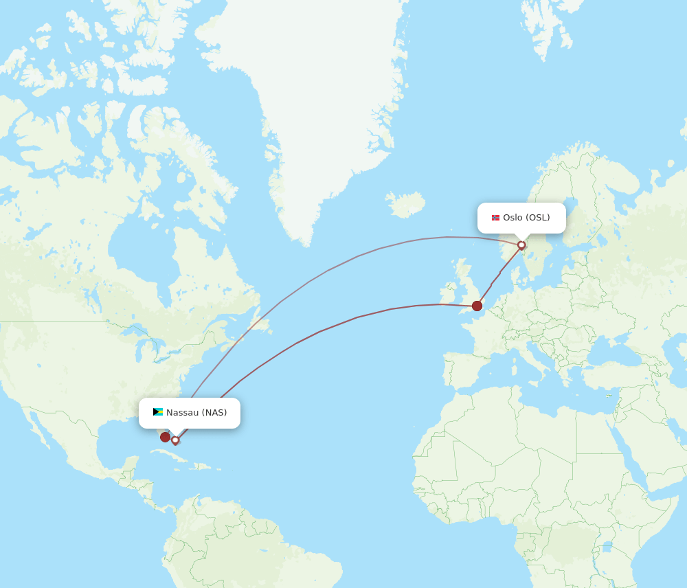 OSL-NAS flight routes