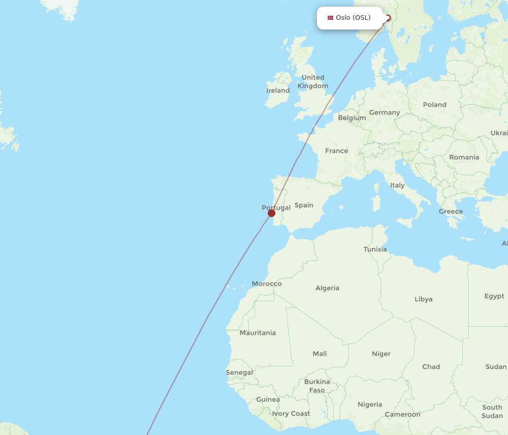 OSL-NAT flight routes