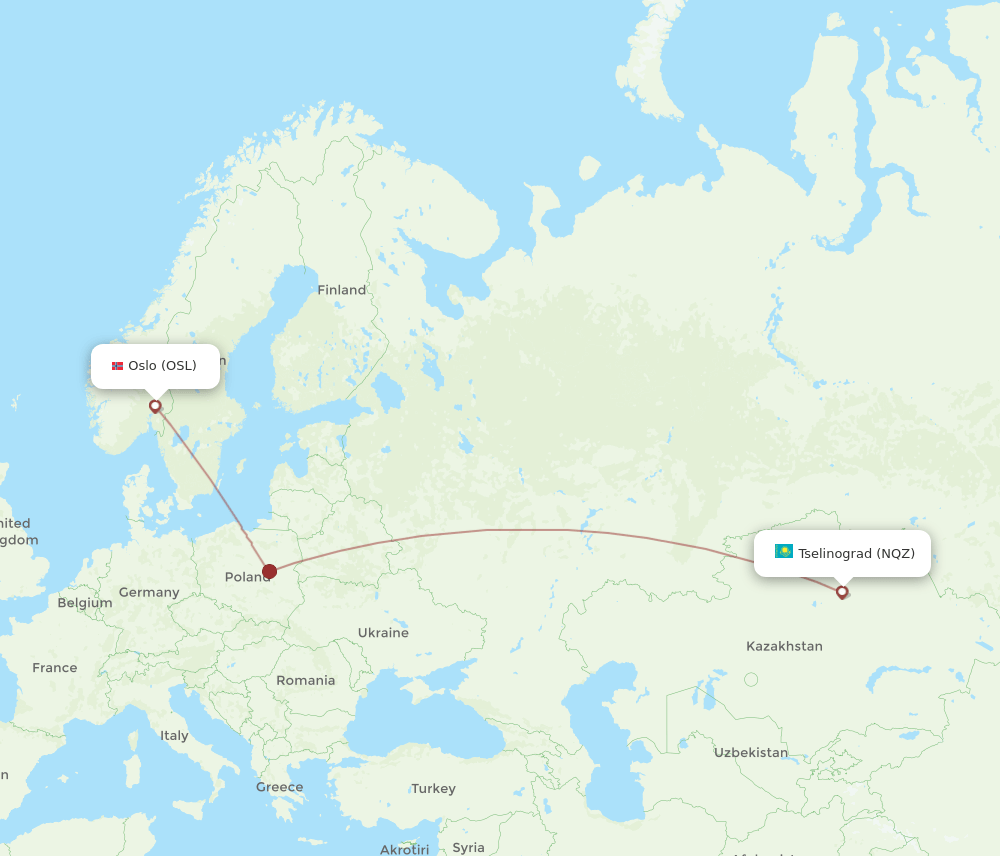 OSL-NQZ flight routes