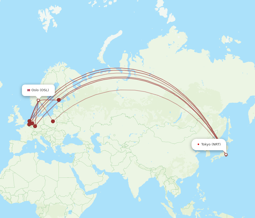 OSL-NRT flight routes