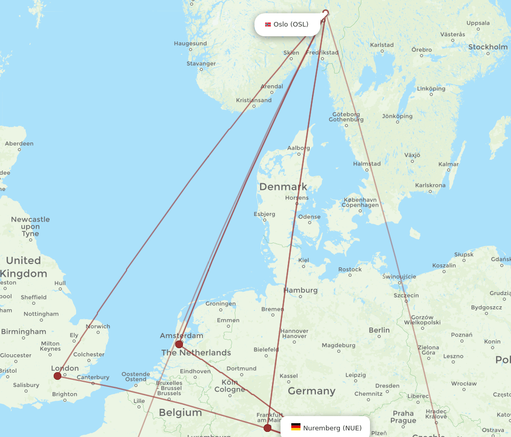 OSL-NUE flight routes